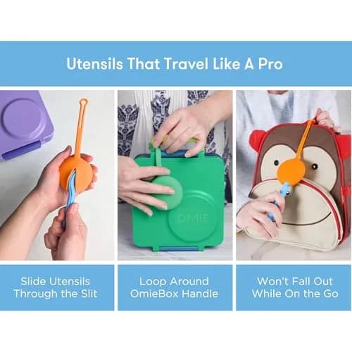 Omie Kids Fork & Spoon Set with Travel Case | BPA-Free, Dishwasher Safe, 3+ Years thumbnail 4