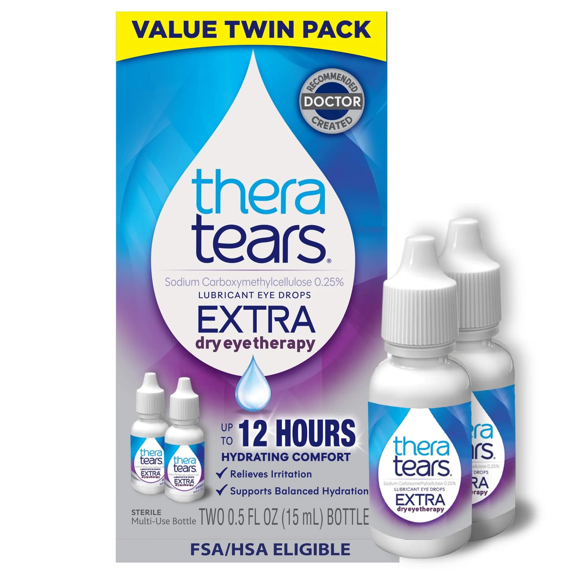 TheraTears Extra Dry Eye Drops 0.5 Fl Oz | Hydrating, Long-Lasting Relief for Dry Eyes - main product image