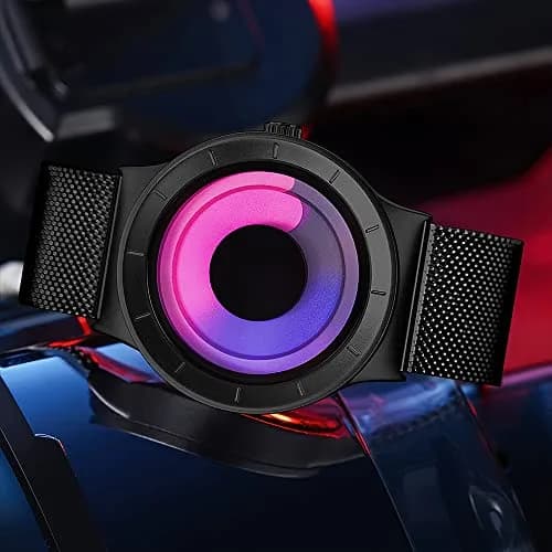 SINOBI Men's Creative Business Watch 43mm Stainless Steel Mesh | Unique No Hands Design, Water-Resistant 30 ATM thumbnail 4