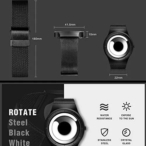 SINOBI Men's Creative Business Watch 43mm Stainless Steel Mesh | Unique No Hands Design, Water-Resistant 30 ATM thumbnail 5