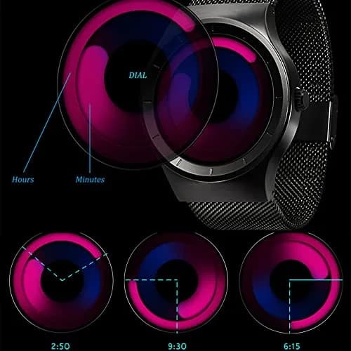 SINOBI Men's Creative Business Watch 43mm Stainless Steel Mesh | Unique No Hands Design, Water-Resistant 30 ATM thumbnail 6