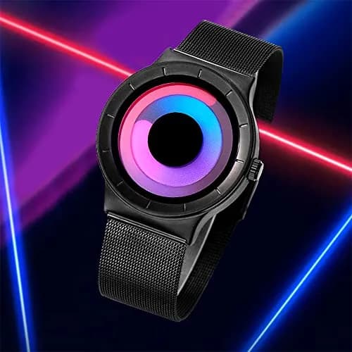 SINOBI Men's Creative Business Watch 43mm Stainless Steel Mesh | Unique No Hands Design, Water-Resistant 30 ATM thumbnail 7