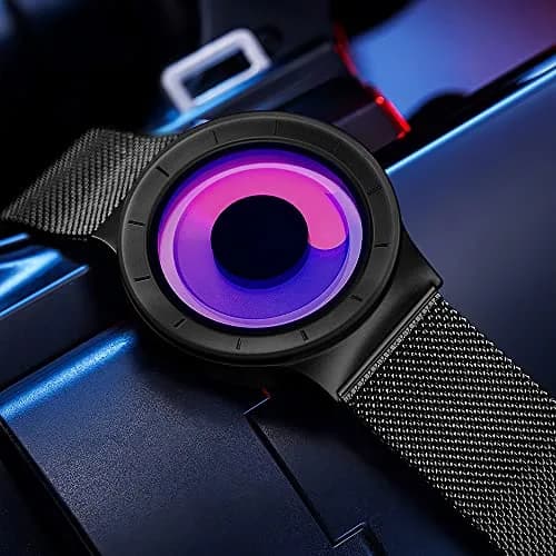 SINOBI Men's Creative Business Watch 43mm Stainless Steel Mesh | Unique No Hands Design, Water-Resistant 30 ATM thumbnail 3