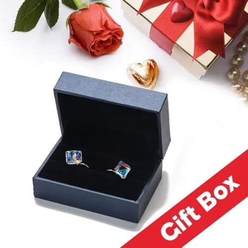 EVEVIC Austrian Crystal Cube Drop Leverback Earrings for Women 1.5 cm (0.6 inches) | Geometric Brilliance for Day-to-Night Glamour thumbnail 6