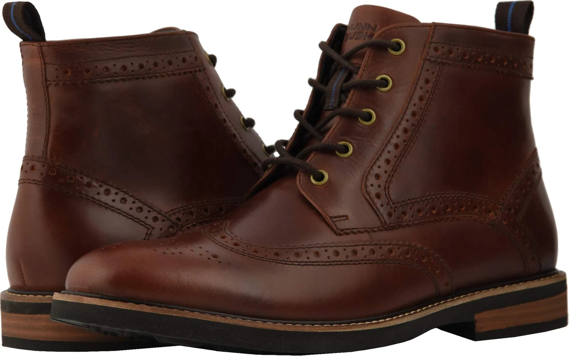 Nunn Bush Odell Wingtip Boot with KORE Walking Comfort Technology Rust 9 XW (4E) | Brogue Wingtip Design, Leather Upper, All-Day Comfort — Rust