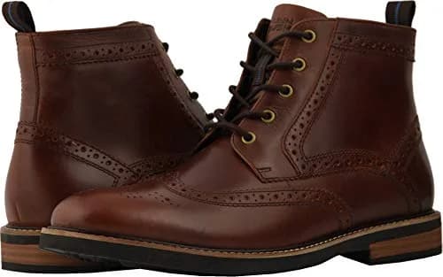 Nunn Bush Odell Wingtip Boot with KORE Walking Comfort Technology Rust 9 XW (4E) | Brogue Wingtip Design, Leather Upper, All-Day Comfort thumbnail 1