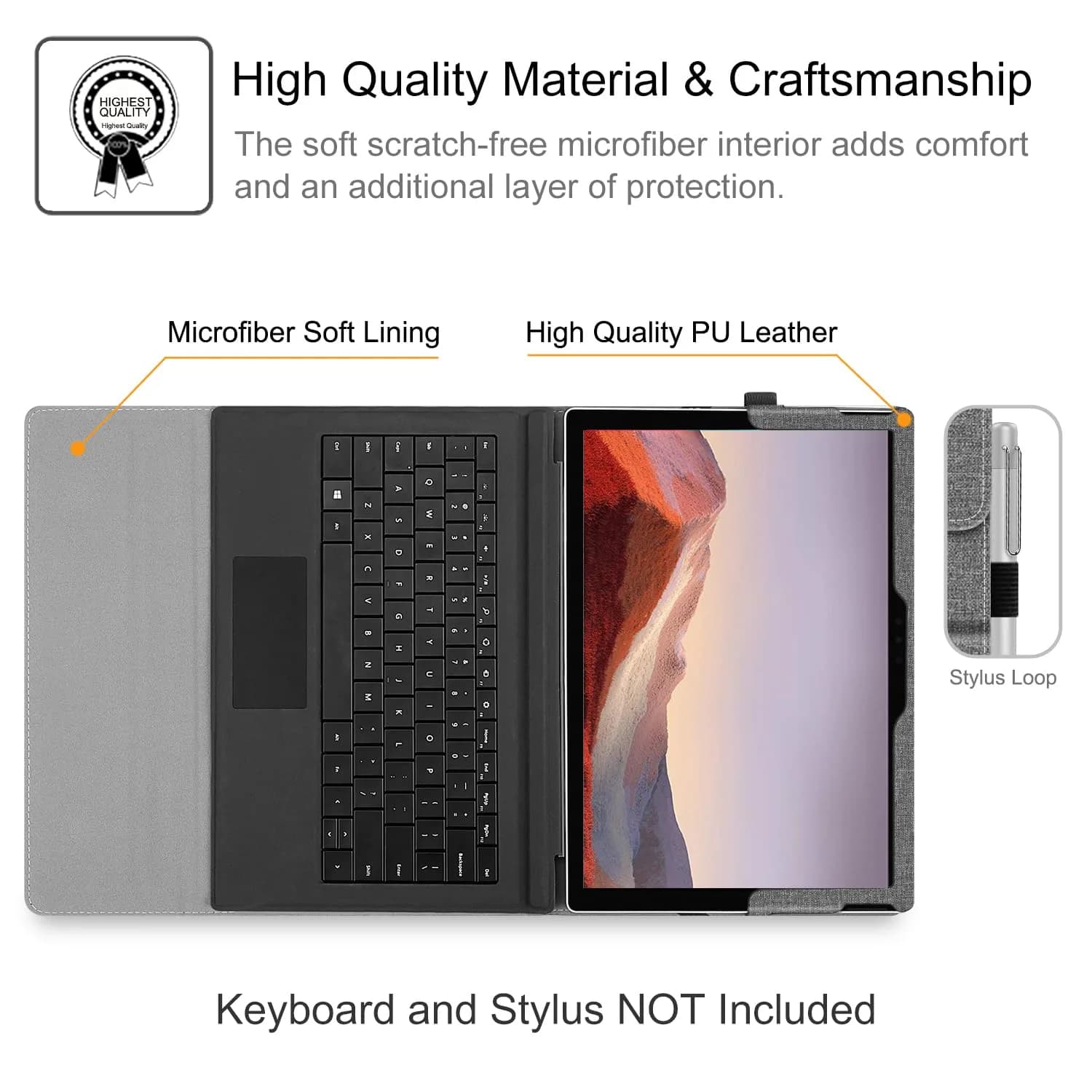 Fintie Case for Microsoft Surface Pro 7 Plus/7/6/5/4/3 12.3-inch Tablet | Premium Synthetic Leather Folio with Kickstand & Stylus Holder thumbnail 9