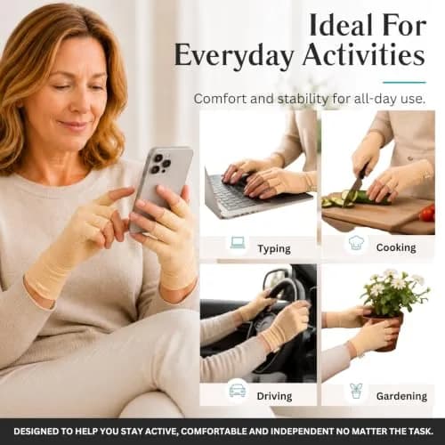 Vive Arthritis Gloves for Men & Women - Small, Beige | Compression Hand Gloves for Rheumatoid Pain Relief thumbnail 6