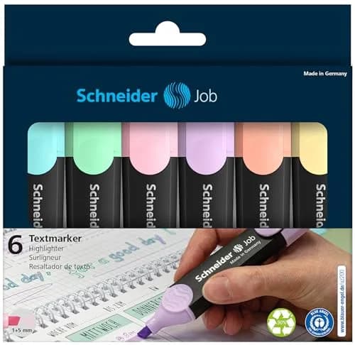 Schneider Job Pastel Highlighter Set of 6 | 1-5mm Chisel Tip, 2-Year Freshness Guarantee thumbnail 4