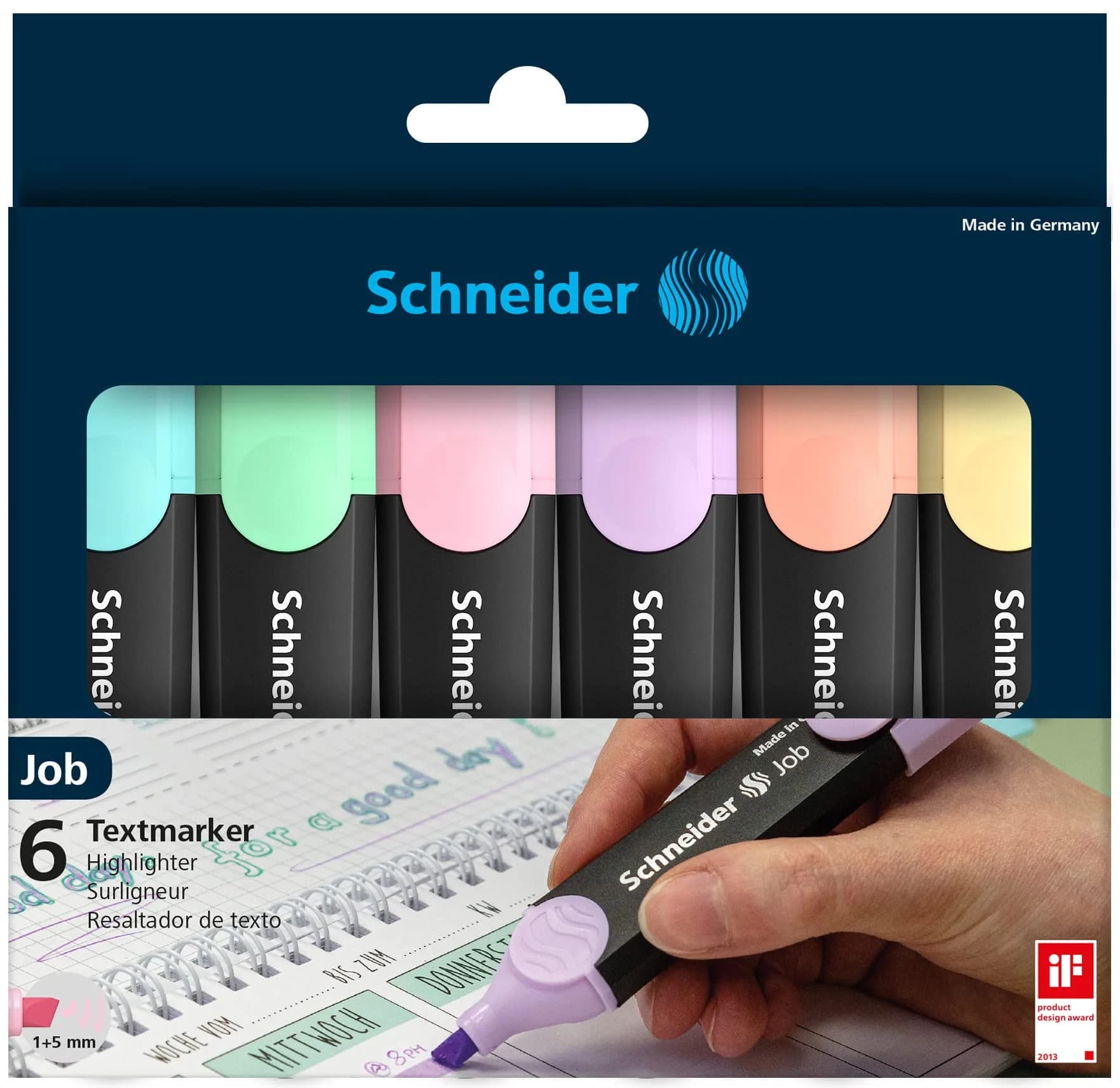 Schneider Job Pastel Highlighter Set of 6 | 1-5mm Chisel Tip, 2-Year Freshness Guarantee - view 7