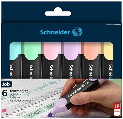 Schneider Job Pastel Highlighter Set of 6 | 1-5mm Chisel Tip, 2-Year Freshness Guarantee thumbnail 7