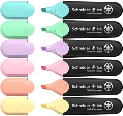 Schneider Job Pastel Highlighter Set of 6 | 1-5mm Chisel Tip, 2-Year Freshness Guarantee thumbnail 1