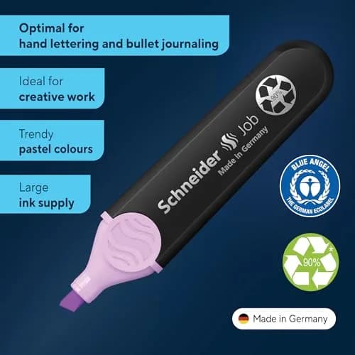 Schneider Job Pastel Highlighter Set of 6 | 1-5mm Chisel Tip, 2-Year Freshness Guarantee thumbnail 2