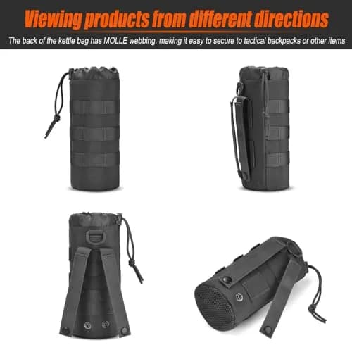 R.SASR Tactical Drawstring Molle Water Bottle Holder Pouch 24.5cm (9.45in) | Fits 0.5L Smartwater Bottles thumbnail 3