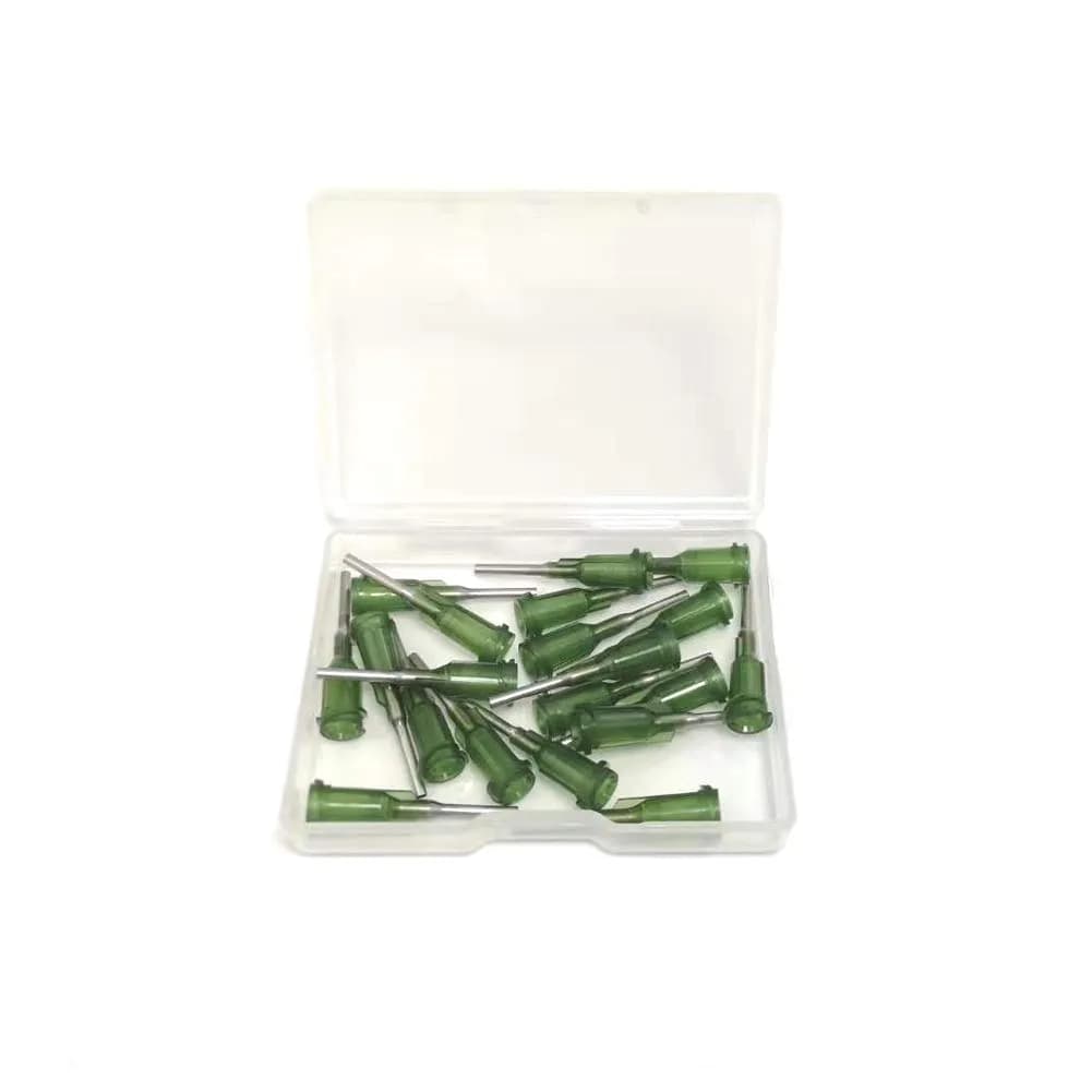 SANANTS 14 Gauge 0.5in Blunt Tip Dispensing Syringe Needles, Olive, 20 PCS | Luer Lock Precision Applicator for Lab & Crafts - main product image
