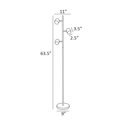 Lite Source LED 3-LITE Floor Lamp, Black/Chrome | Modern LED Floor Lamp for Living Room & Bedroom thumbnail 5