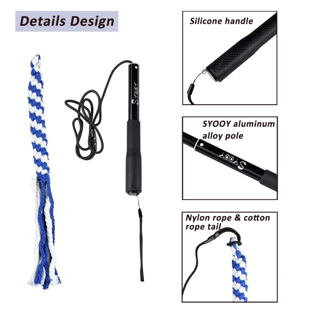 SYOOY Interactive Dog Flirt Pole with 3 Rope Tails | 25cm-89cm (10"-35") Extendable Wand - view 4