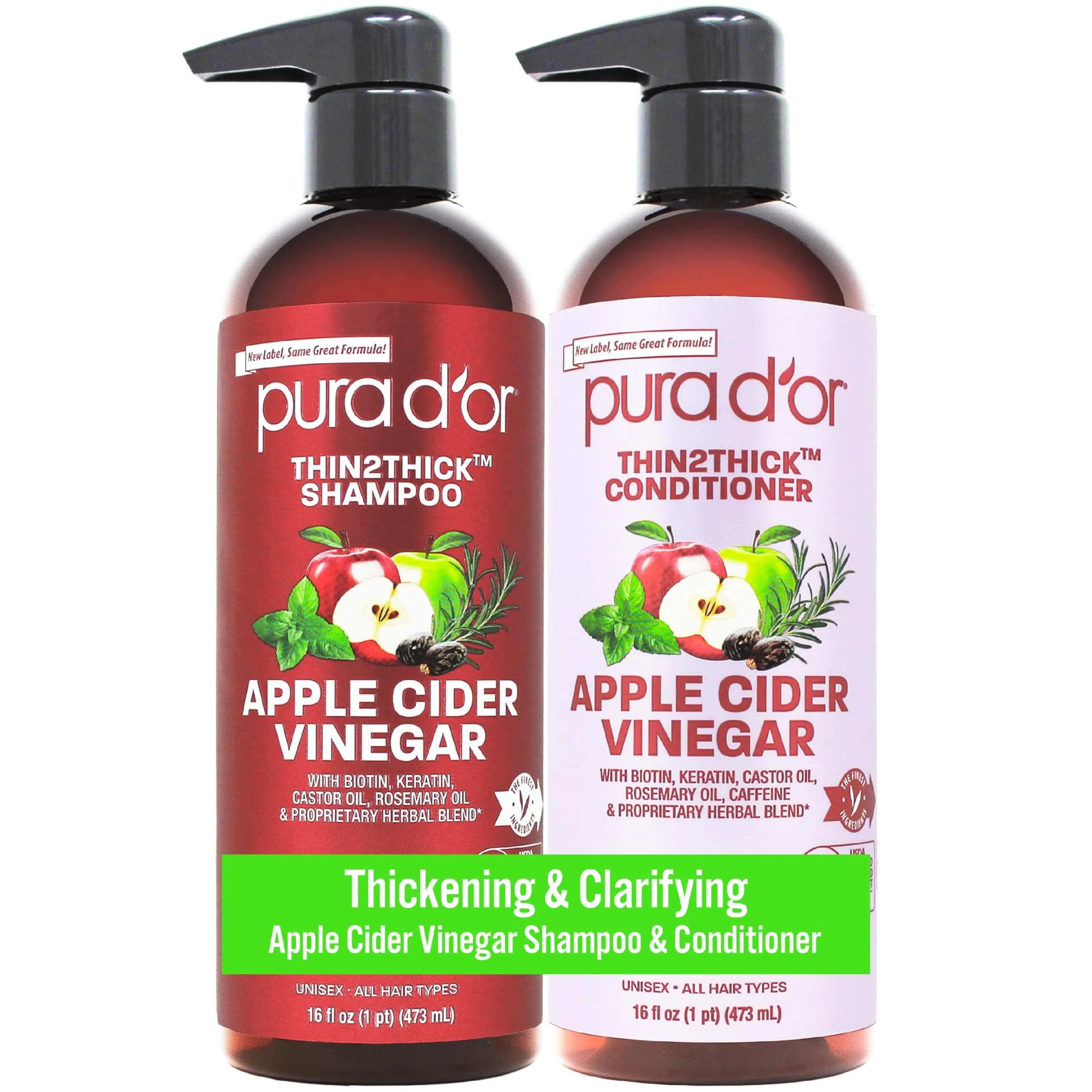 PURA D'OR Advanced Therapy Apple Cider Vinegar Conditioner 16 Fl Oz (Pack of 2) | Clarifying & Detoxifying - main product image