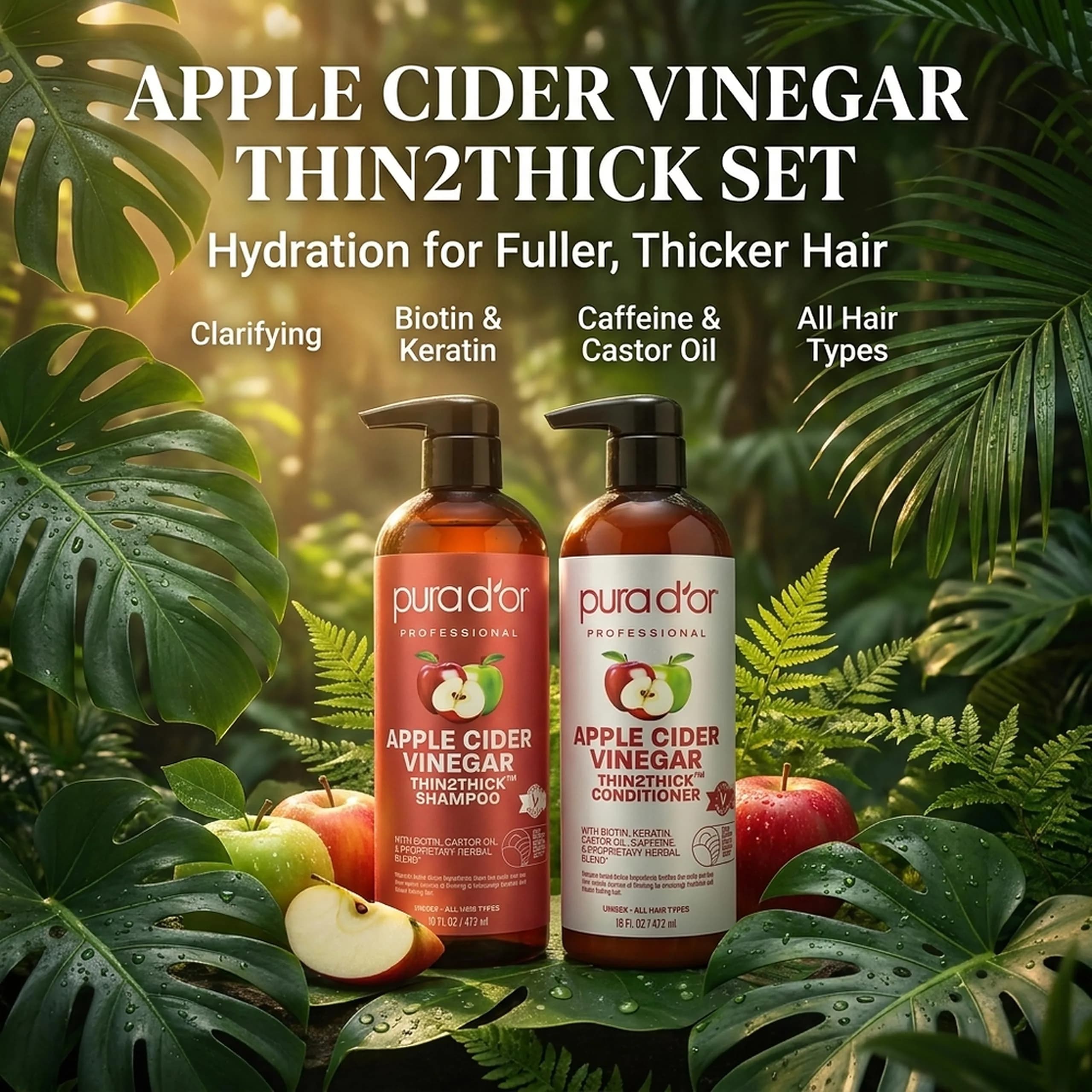 PURA D'OR Advanced Therapy Apple Cider Vinegar Conditioner 16 Fl Oz (Pack of 2) | Clarifying & Detoxifying - view 2
