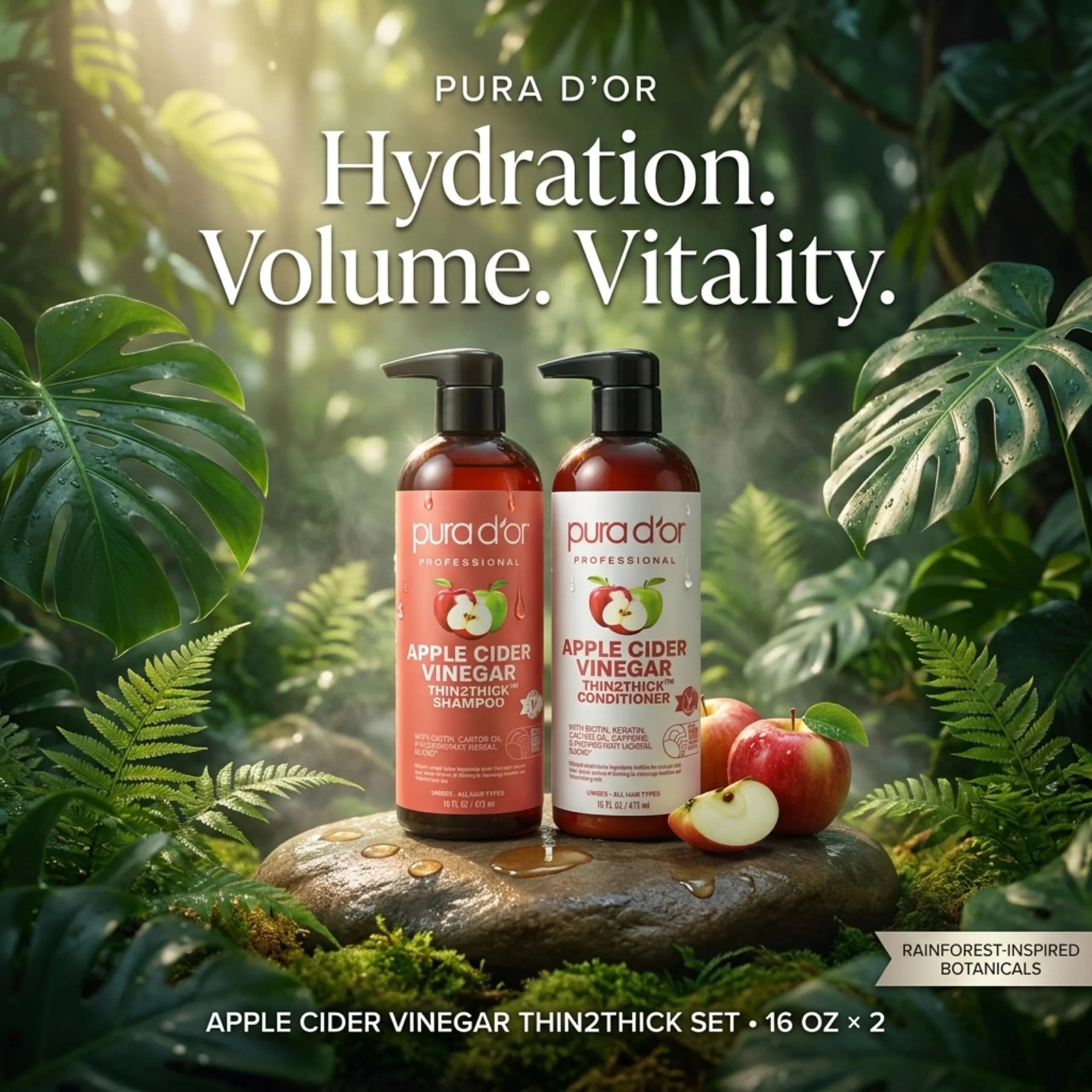 PURA D'OR Advanced Therapy Apple Cider Vinegar Conditioner 16 Fl Oz (Pack of 2) | Clarifying & Detoxifying - view 3