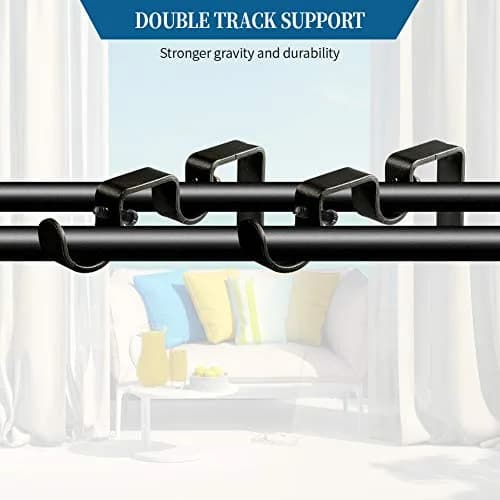 Anndason Heavy Duty Double Curtain Rod Brackets 1" & 5/8" Inch Rod Holders Set of 2 Black | Mounts Securely for Home & Office thumbnail 5