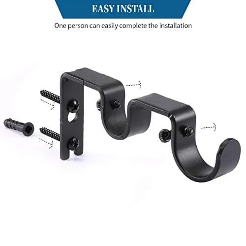 Anndason Heavy Duty Double Curtain Rod Brackets 1" & 5/8" Inch Rod Holders Set of 2 Black | Mounts Securely for Home & Office thumbnail 6
