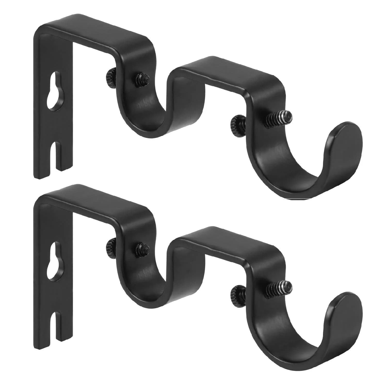 Anndason Heavy Duty Double Curtain Rod Brackets 1" & 5/8" Inch Rod Holders Set of 2 Black | Mounts Securely for Home & Office - main product image