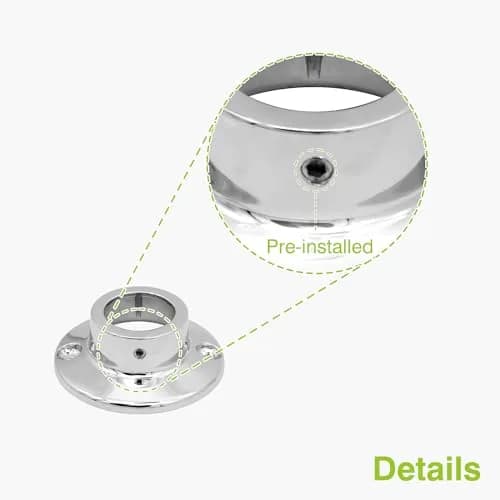 Naiture Shower Curtain Rod Round Flange or Bracket, Set of 2, Chrome | Corrosion-Resistant Zinc Alloy, Fits 1" OD Shower Rods thumbnail 4