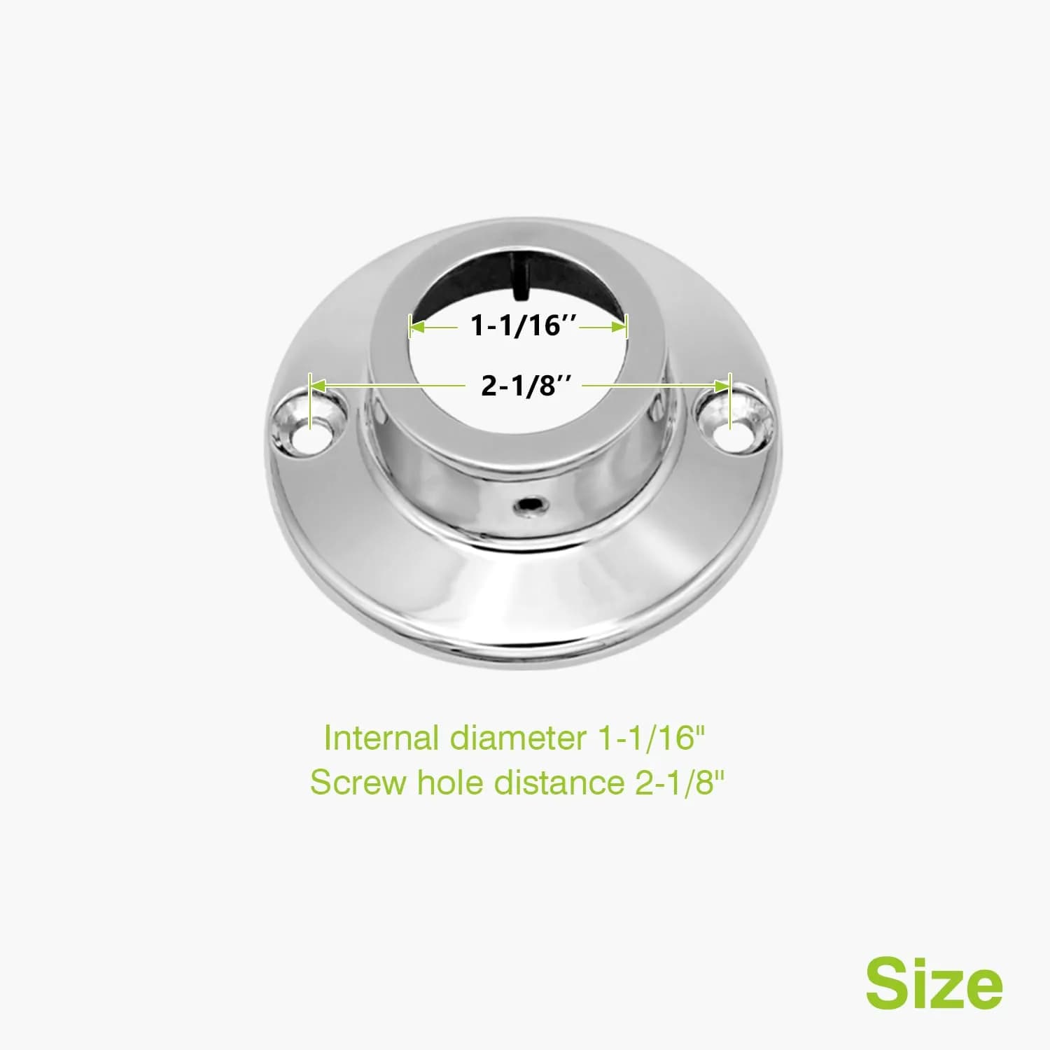 Naiture Shower Curtain Rod Round Flange or Bracket, Set of 2, Chrome | Corrosion-Resistant Zinc Alloy, Fits 1" OD Shower Rods - view 5
