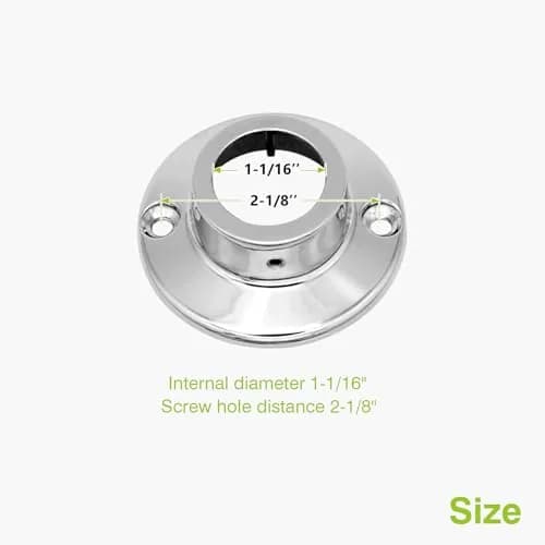 Naiture Shower Curtain Rod Round Flange or Bracket, Set of 2, Chrome | Corrosion-Resistant Zinc Alloy, Fits 1" OD Shower Rods thumbnail 5