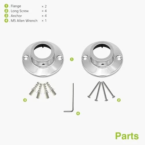 Naiture Shower Curtain Rod Round Flange or Bracket, Set of 2, Chrome | Corrosion-Resistant Zinc Alloy, Fits 1" OD Shower Rods thumbnail 6