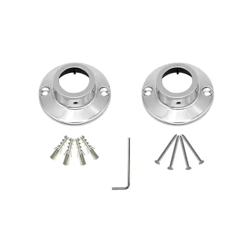 Naiture Shower Curtain Rod Round Flange or Bracket, Set of 2, Chrome | Corrosion-Resistant Zinc Alloy, Fits 1" OD Shower Rods thumbnail 1