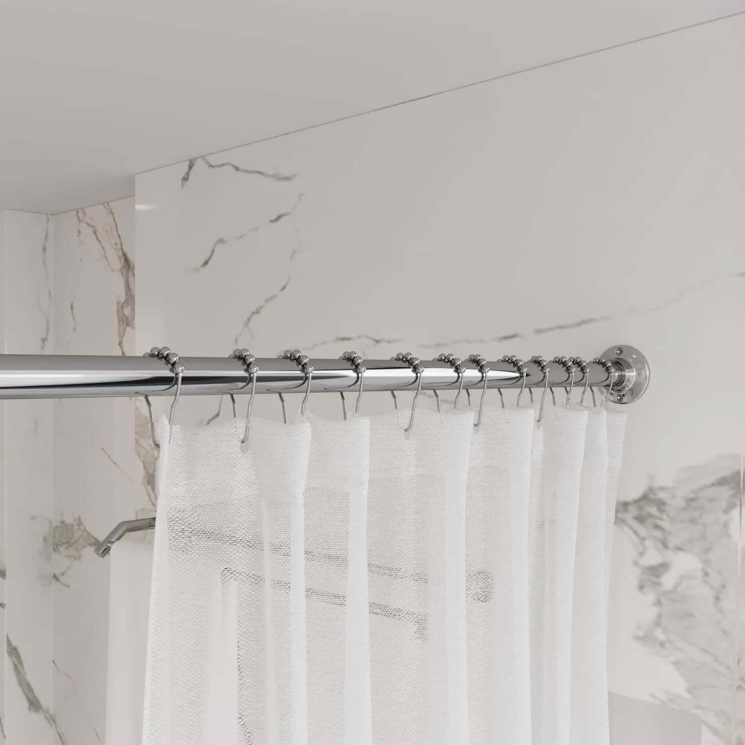 Naiture Shower Curtain Rod Round Flange or Bracket, Set of 2, Chrome | Corrosion-Resistant Zinc Alloy, Fits 1" OD Shower Rods - view 2
