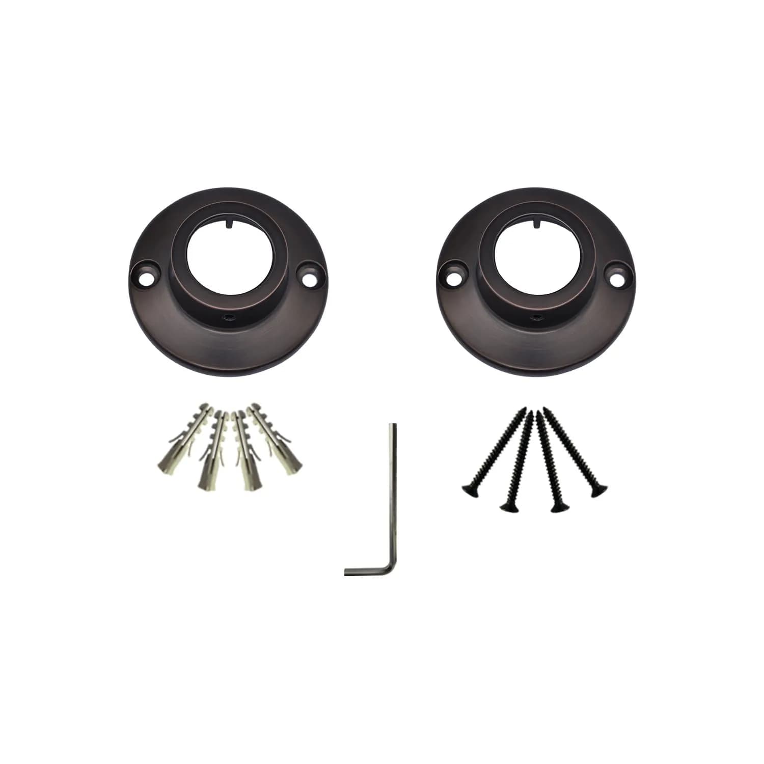 Naiture Shower Curtain Rod Round Flange Set of 2 Oil Rubbed Bronze | Durable Zinc Alloy Bracket, Fits 1" Rods - main product image