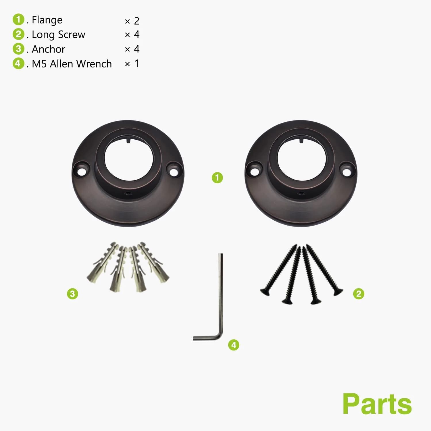Naiture Shower Curtain Rod Round Flange Set of 2 Oil Rubbed Bronze | Durable Zinc Alloy Bracket, Fits 1" Rods - view 6