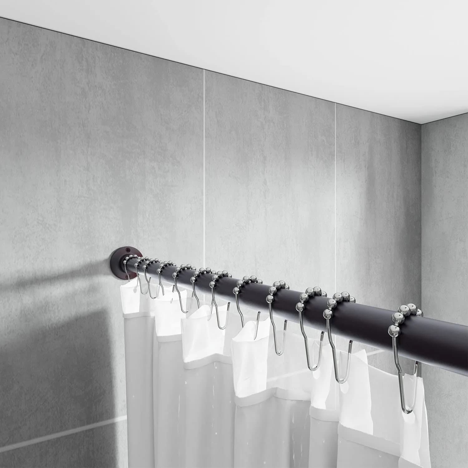 Naiture Shower Curtain Rod Round Flange Set of 2 Oil Rubbed Bronze | Durable Zinc Alloy Bracket, Fits 1" Rods - view 2