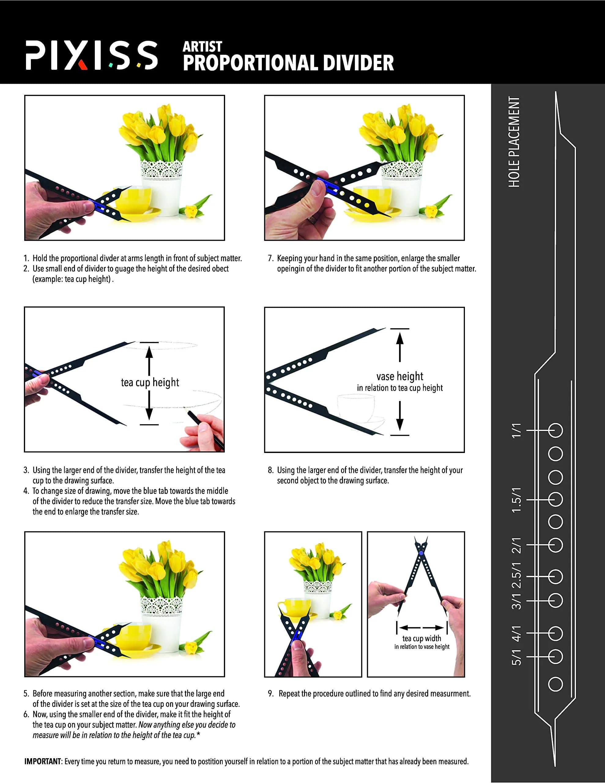 Pixiss Proportional Divider 10" (25.4 cm) — Artist Drawing Tool for Scale, Value, Color & View Catcher - view 9