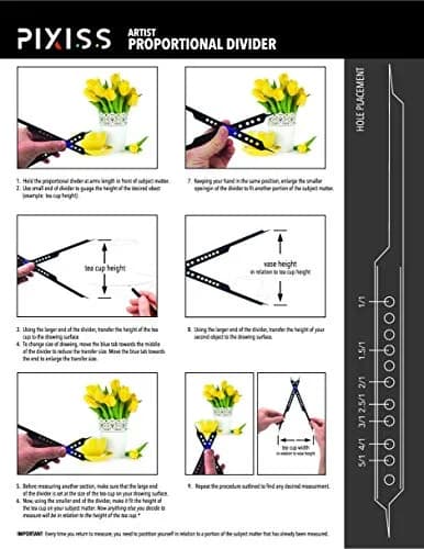 Pixiss Proportional Divider 10" (25.4 cm) — Artist Drawing Tool for Scale, Value, Color & View Catcher thumbnail 9