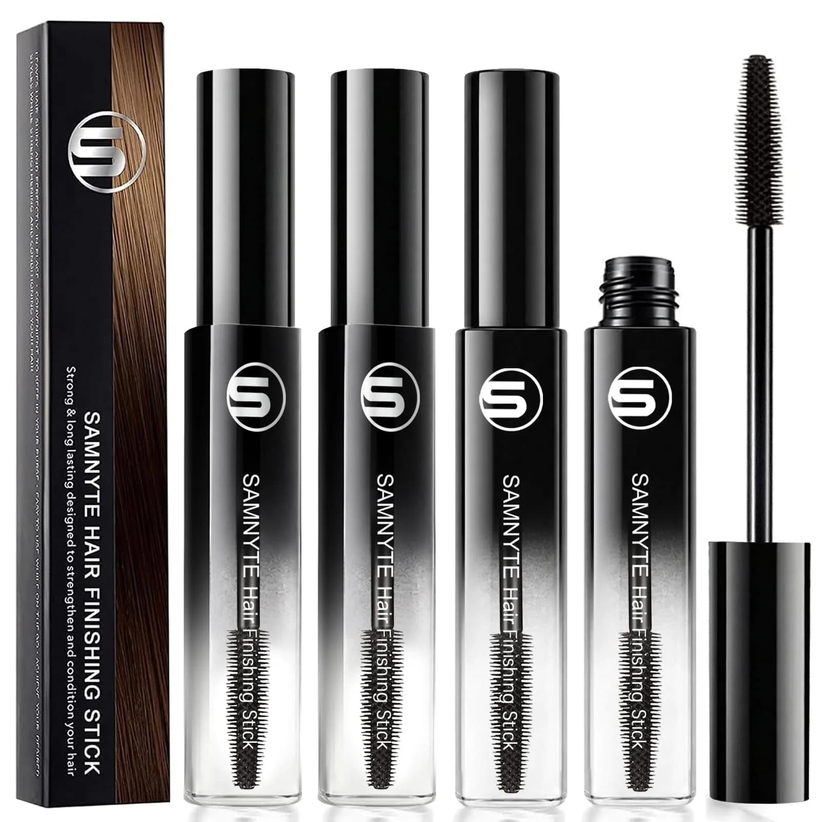 Samnyte Hair Finishing Stick (3 Pack) — Tames Flyaways & Baby Hairs | 18ml Each — Black / 0.