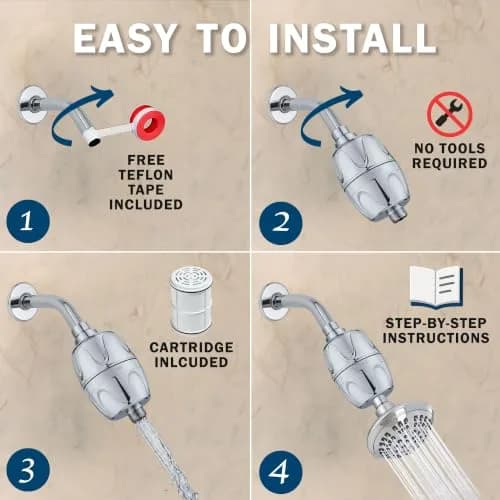 Aqua Elegante Chlorine Shower Water Filter - Polished Chrome | Reduces Chlorine & Heavy Metals, Softens Skin & Hair thumbnail 5