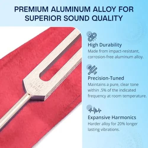 Omnivos Chakra Tuning Forks Set for Healing – 7 Chakra Frequencies 126.22Hz to 221.23Hz | Aluminum Alloy | Made in USA thumbnail 5
