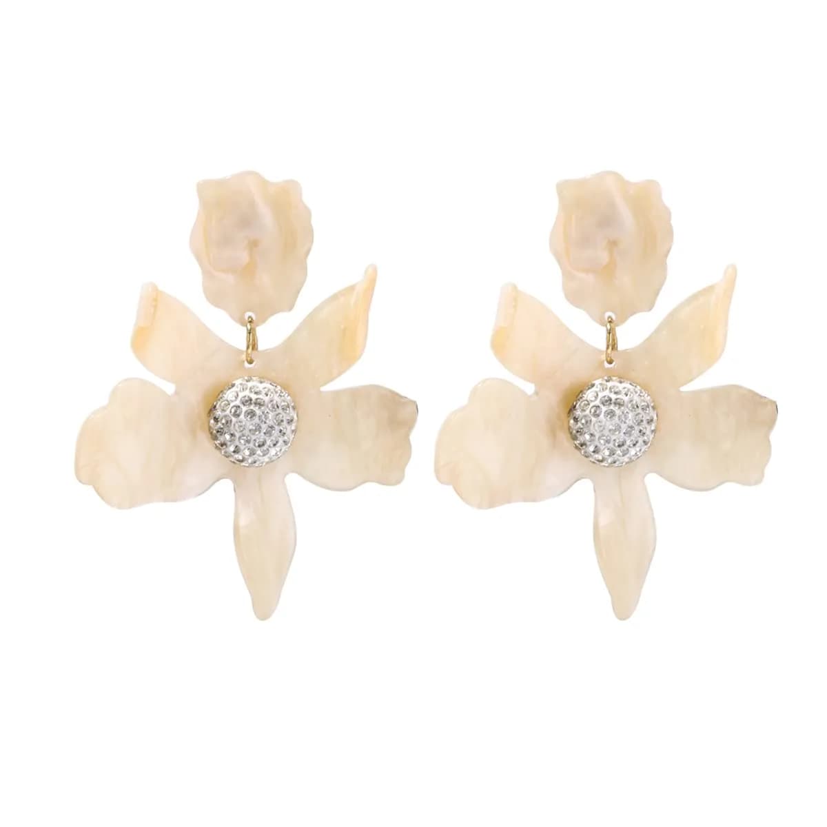 Artilady Boho Stud Earrings for Women, Cream Flower Jewelry | Lightweight Resin & Alloy Statement Earrings