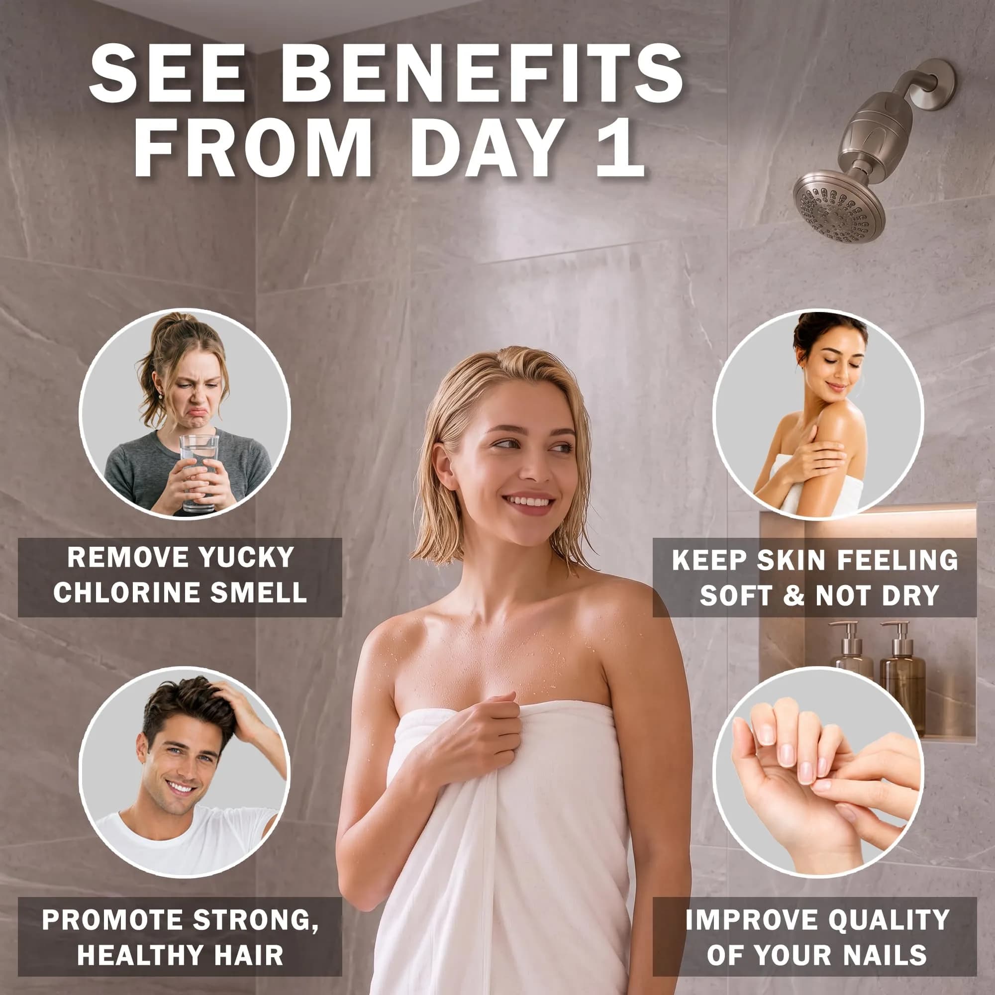 Aqua Elegante Chlorine Shower Water Filter - Brushed Nickel | Reduces Chlorine & Heavy Metals thumbnail 2