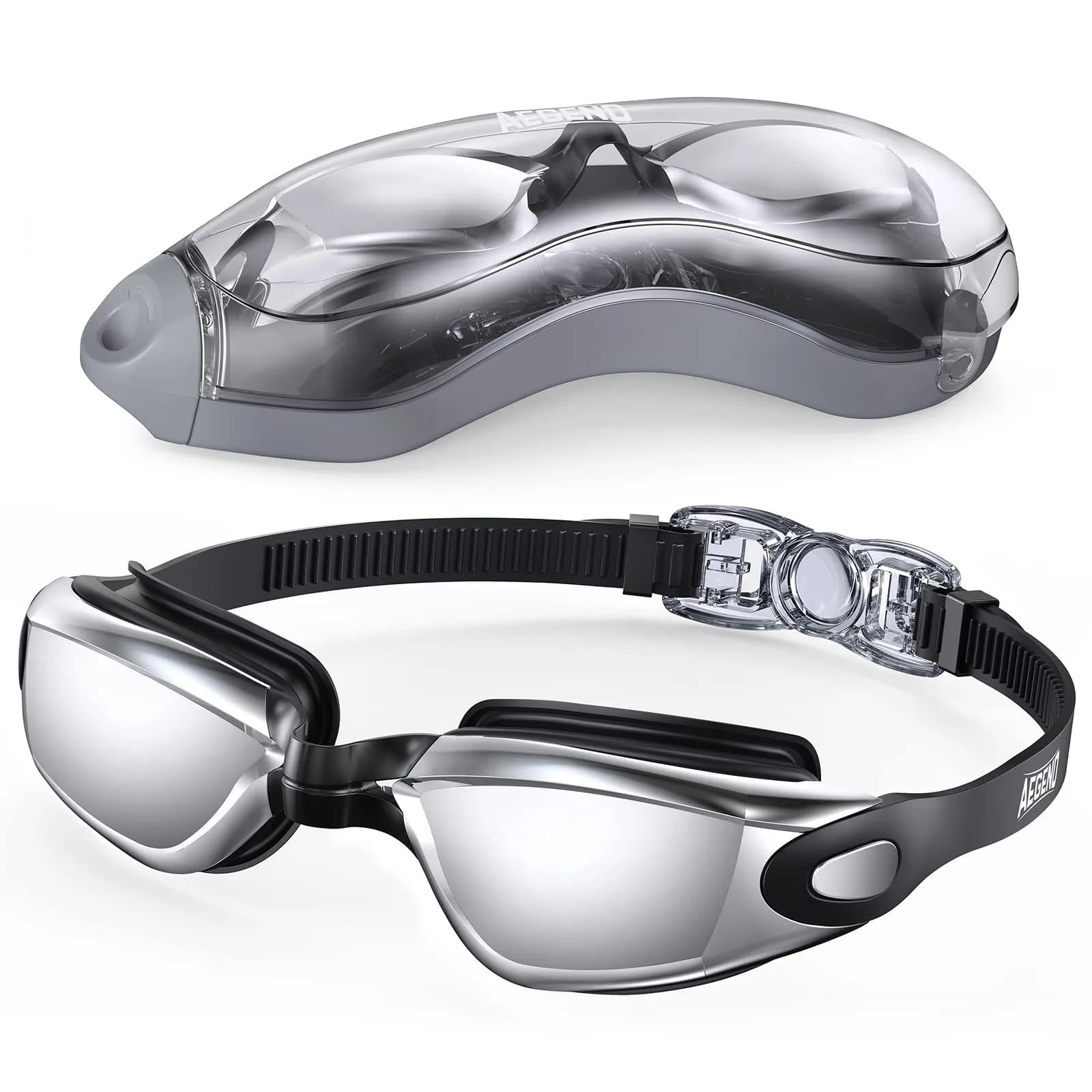 Aegend Mirrored Swim Goggles | Anti-Fog, UV Protection, 180° Panoramic View
