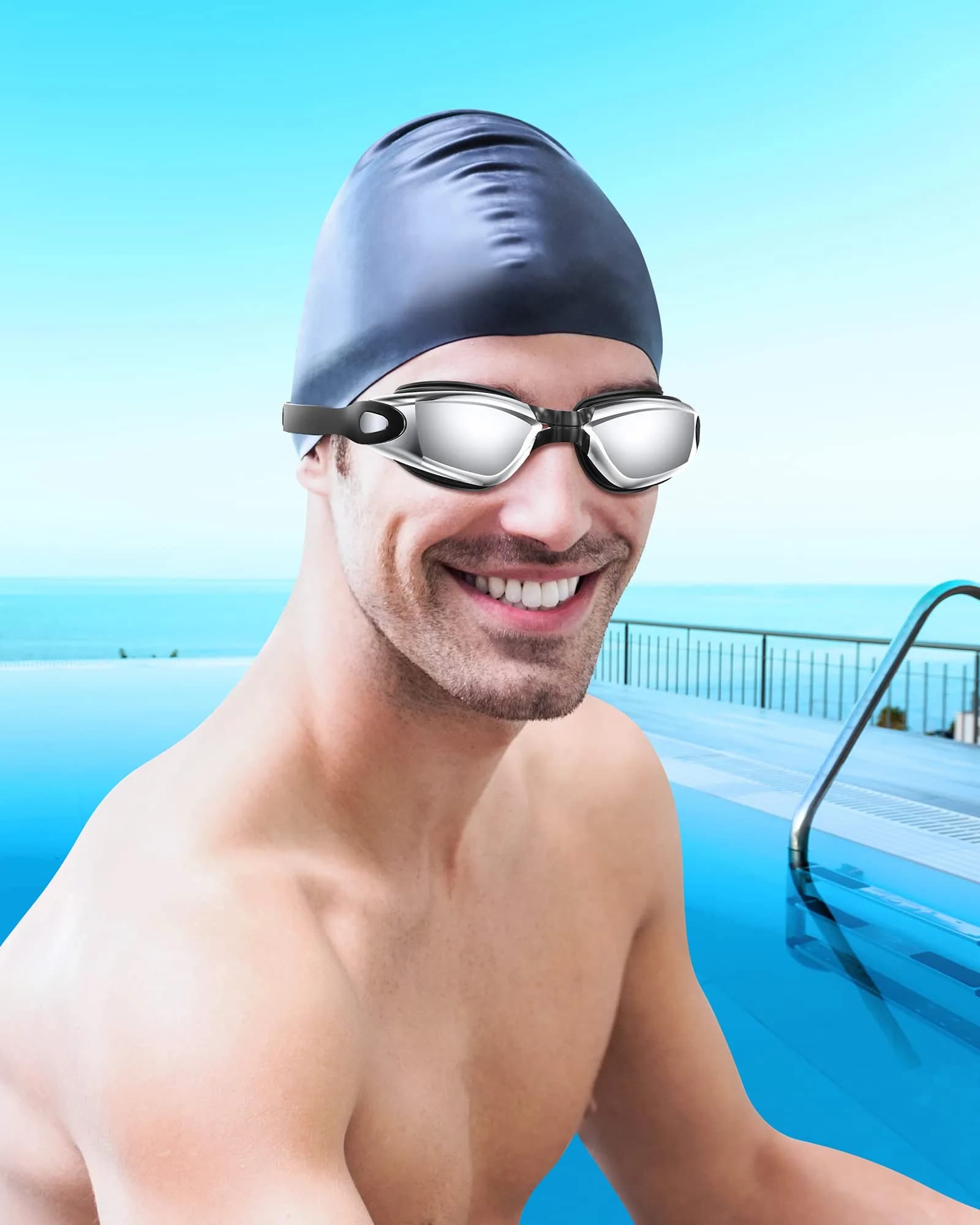 Aegend Mirrored Swim Goggles | Anti-Fog, UV Protection, 180° Panoramic View - view 7