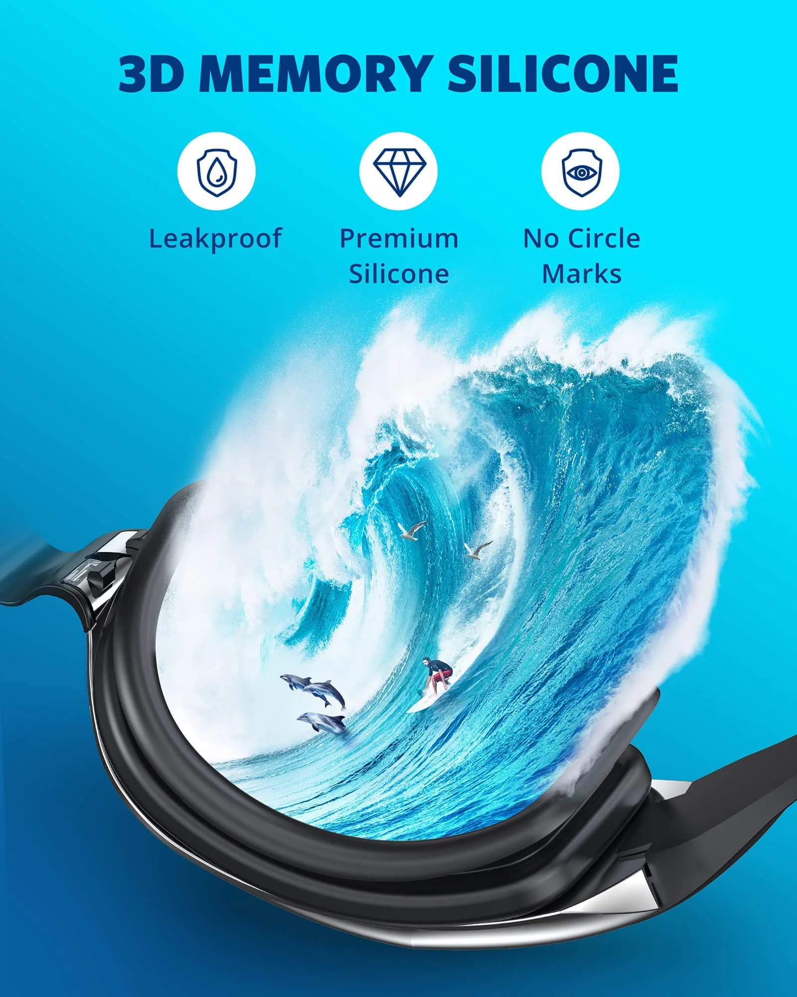 Aegend Mirrored Swim Goggles | Anti-Fog, UV Protection, 180° Panoramic View - view 4