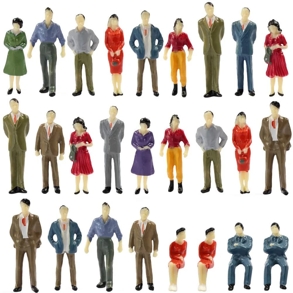 Evemodel 100PCS Model Trains Architectural Figures 35mm | Realistic O Scale Props for Miniature Scenes