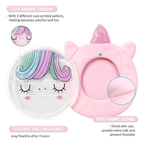 Hilph Kids Ice Packs for Boo Boos, Reusable Gel Cold Packs with Plush Sleeves, 3 Pcs (Unicorn, Duck, Reindeer) | Pain Relief for Toddlers thumbnail 5