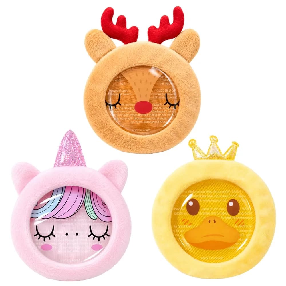 Hilph Kids Ice Packs 3 Pack 12.7cm x 12.7cm (5"x5") | Reusable Gel Hot Cold Packs for Toddlers & Babies — A-Duck&elk&unicorn