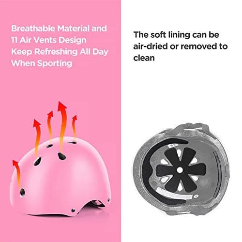 DaCool Kids Bike Helmet & Protective Gear Set for Sports Cycling Skating, Pink, 7-Piece Set thumbnail 5